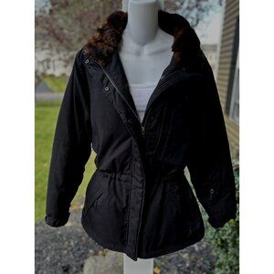 Lauren Ralph Lauren Coat Women’s Sz M Coat Black Parka Faux Fur Collar + 🎁